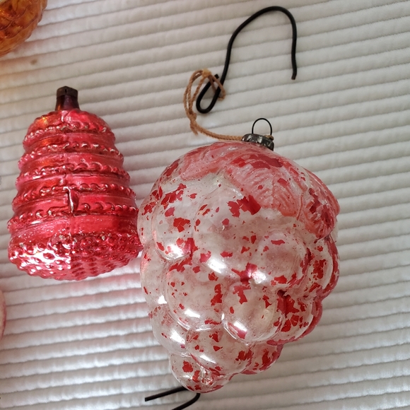 10 Mercury Hand Blown Glass  Christmas Ornaments Vintage Very Old Patina - Picture 3 of 15
